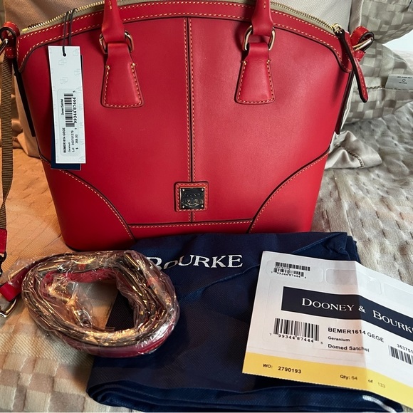 Dooney & Bourke Handbags - Dooney & Bourke Geranium Domed Leather Satchel NWT